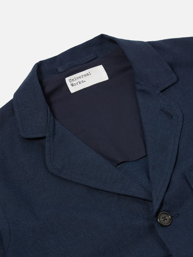 Universal Works Three Button Jacket in Lucca Navy