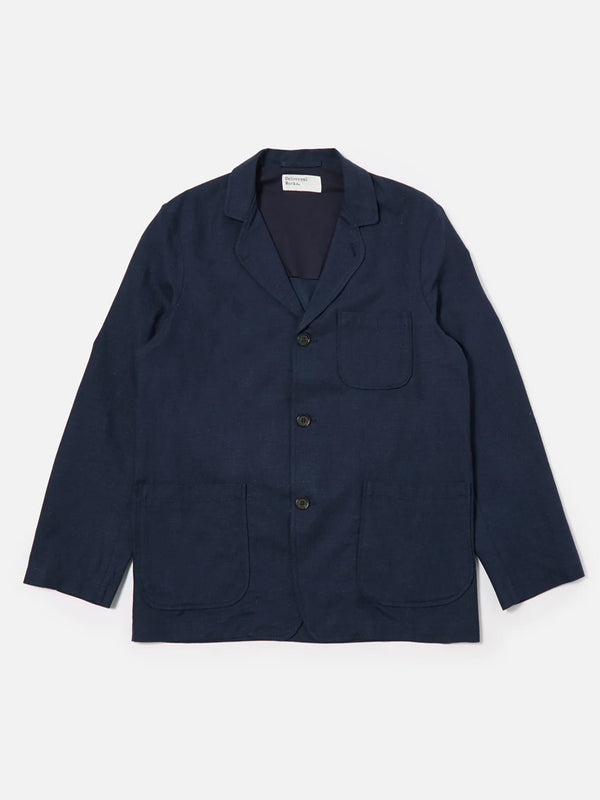 Universal Works Three Button Jacket in Lucca Navy