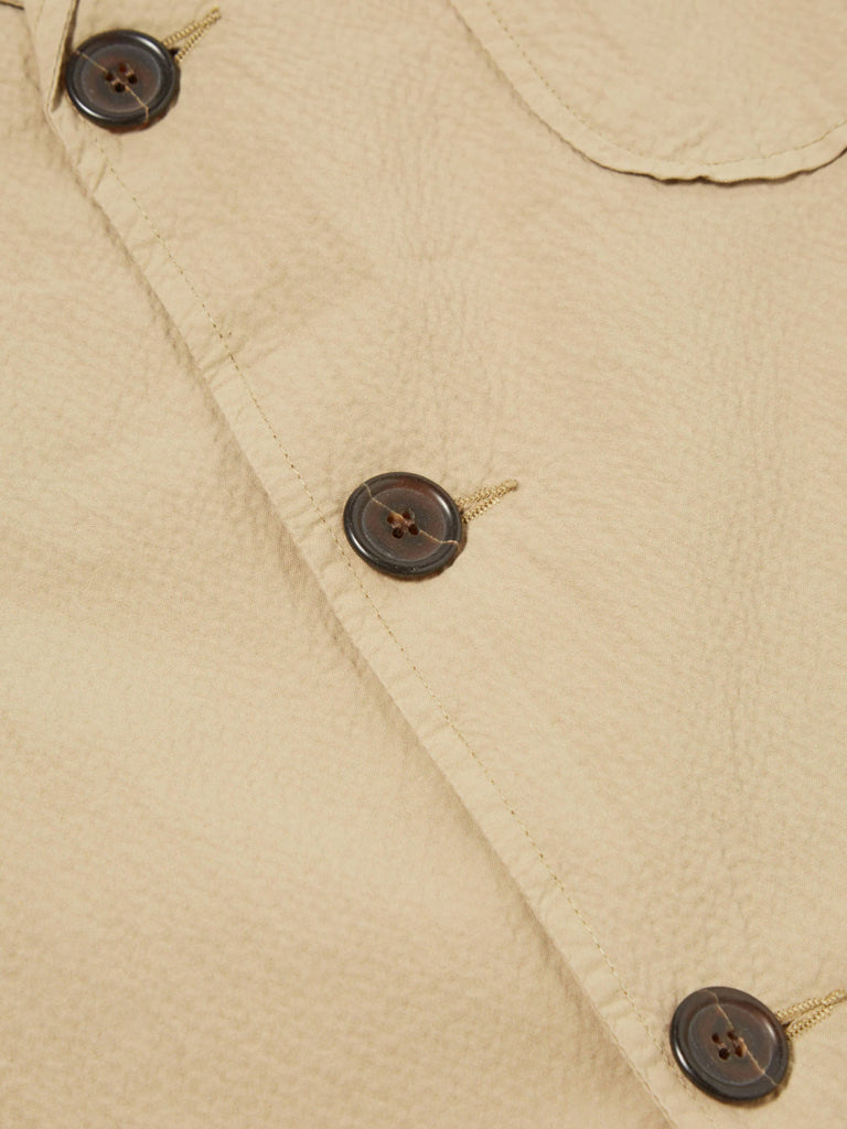 Universal Works Three Button Jacket in Seersucker Summer Oak