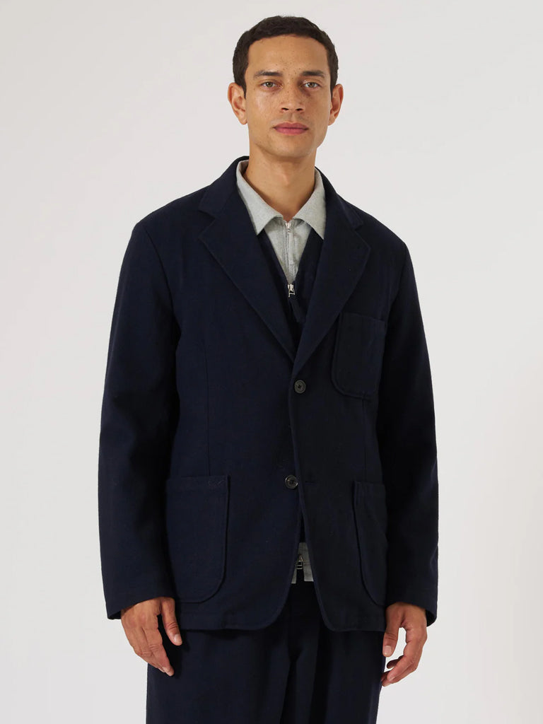 Universal Works Two Button Jacket in Dark Navy