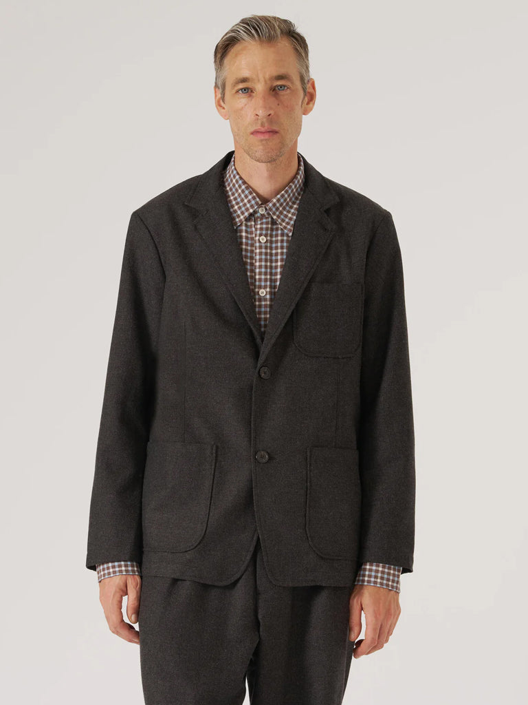 Universal Works Two Button Jacket in Italian Tweed Brown