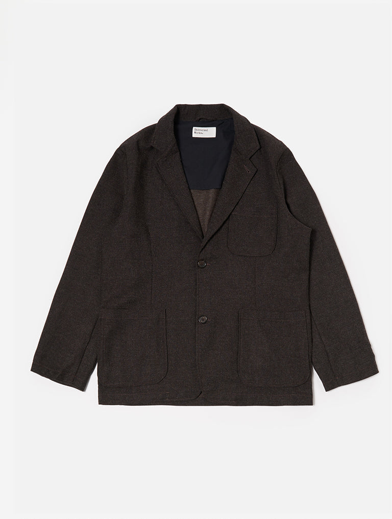 Universal Works Two Button Jacket in Italian Tweed Brown