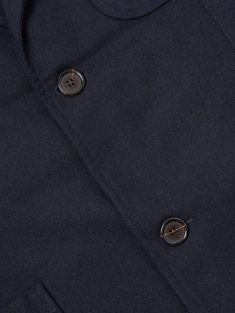 Universal Works Two Button Jacket in Italian Tweed Navy