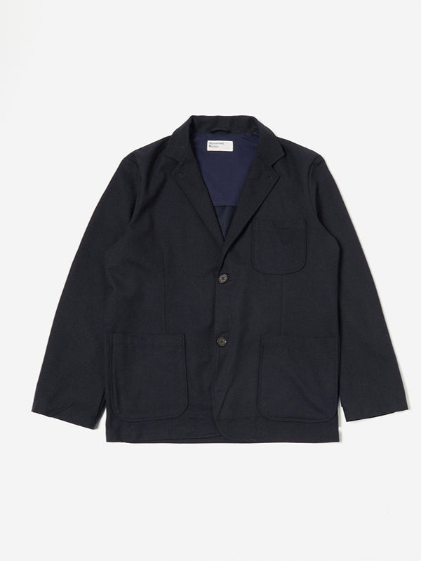 Universal Works Two Button Jacket in Italian Tweed Navy