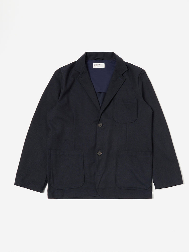 Universal Works Two Button Jacket in Italian Tweed Navy