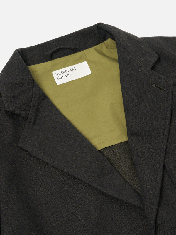 Universal Works Two Button Jacket in Italian Tweed Olive