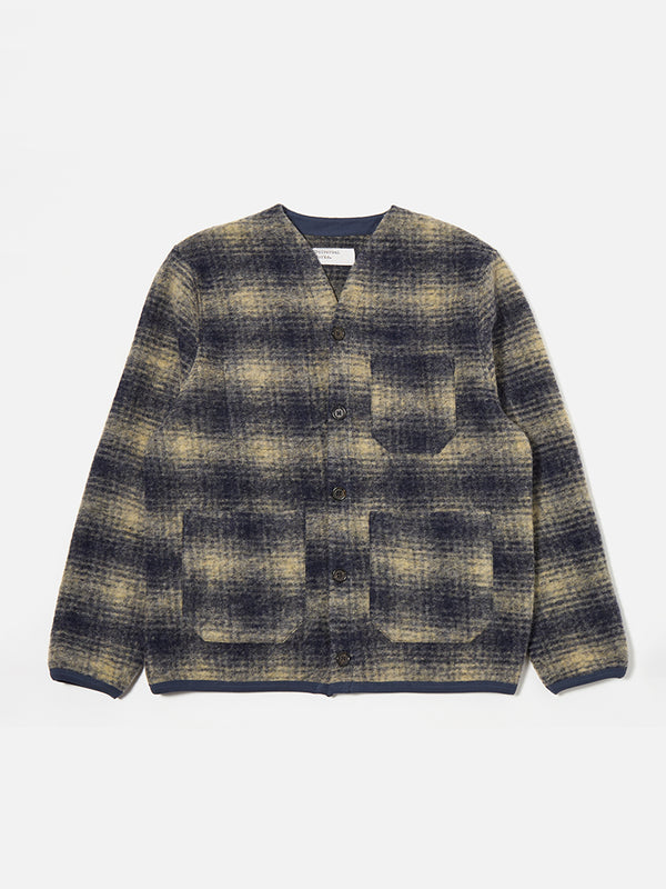 Universal Works Uist Fleece Cardigan in Navy