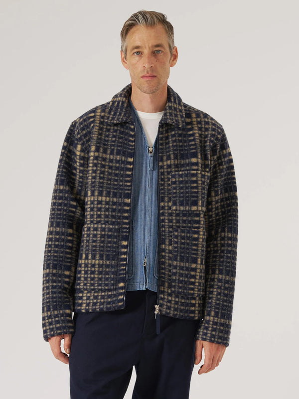 Universal Works Zip Uniform Jacket in Navy Fleece