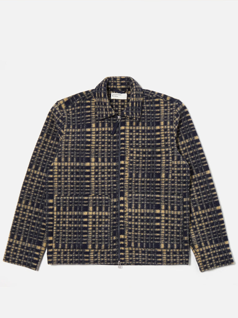 Universal Works Zip Uniform Jacket in Navy Fleece