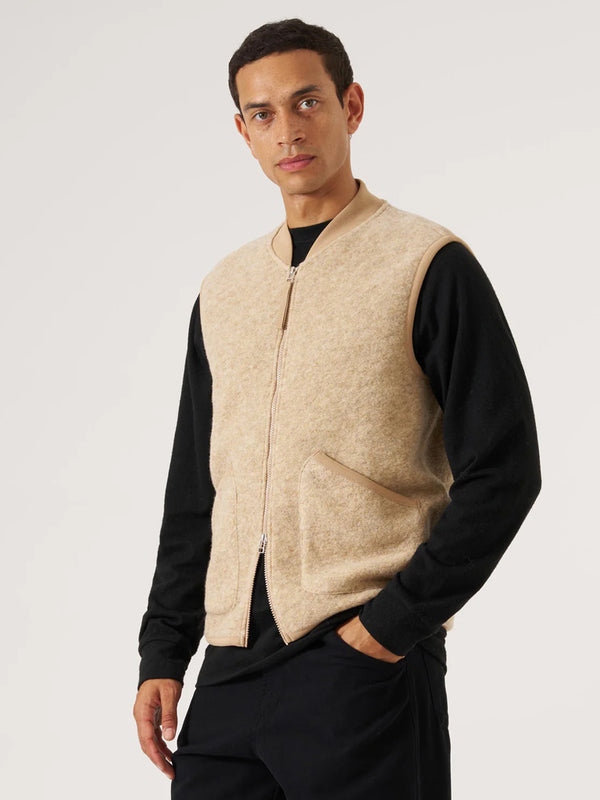 Universal Works Zip Waistcoat in Fawn
