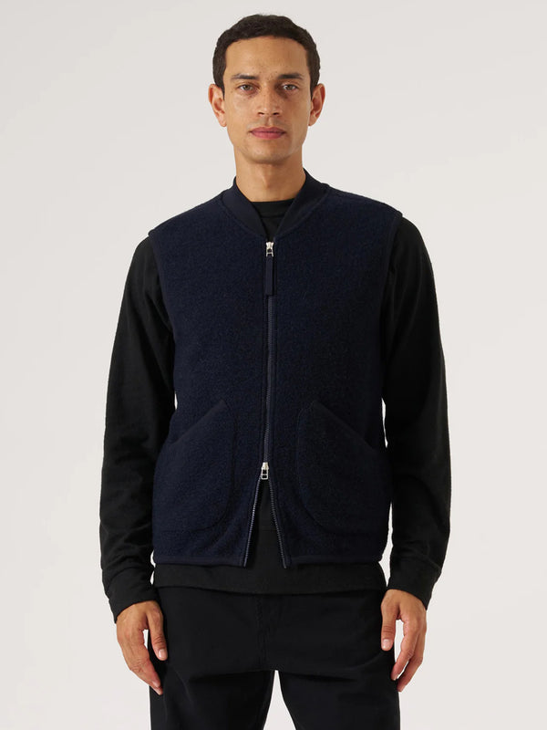 Universal Works Zip Waistcoat in Navy