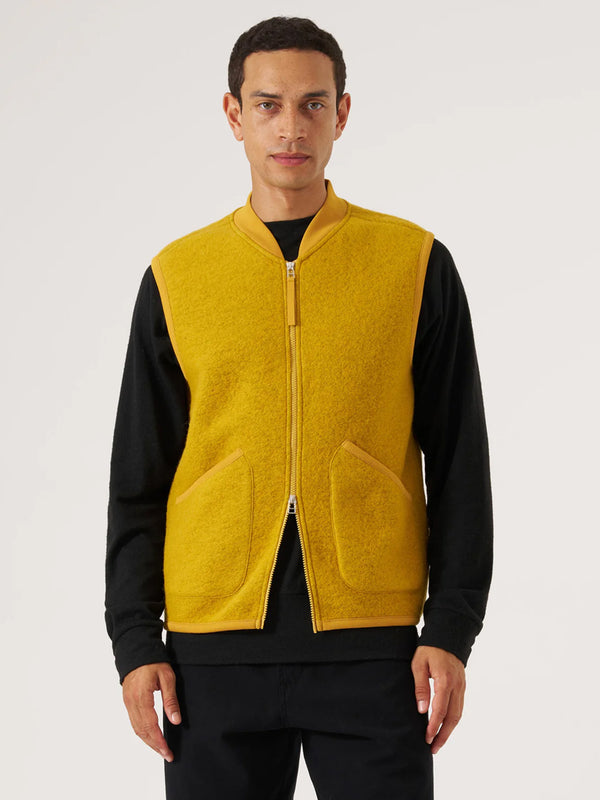 Universal Works Zip Waistcoat in Yellow