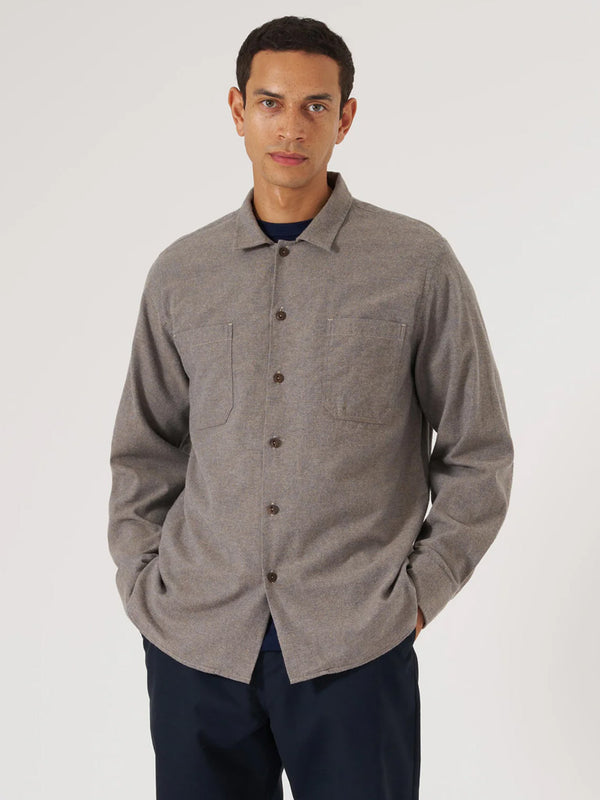 Universal Works Flannel Work Shirt in Brown