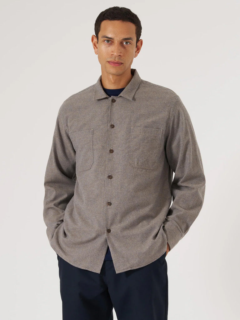 Universal Works Flannel Work Shirt in Brown