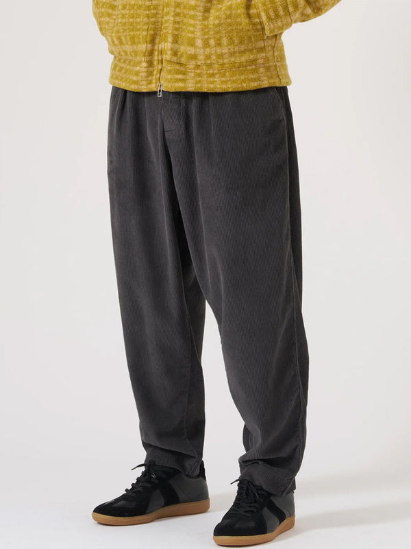 Universal Works Pleated Track Pant in Cord Charcoal
