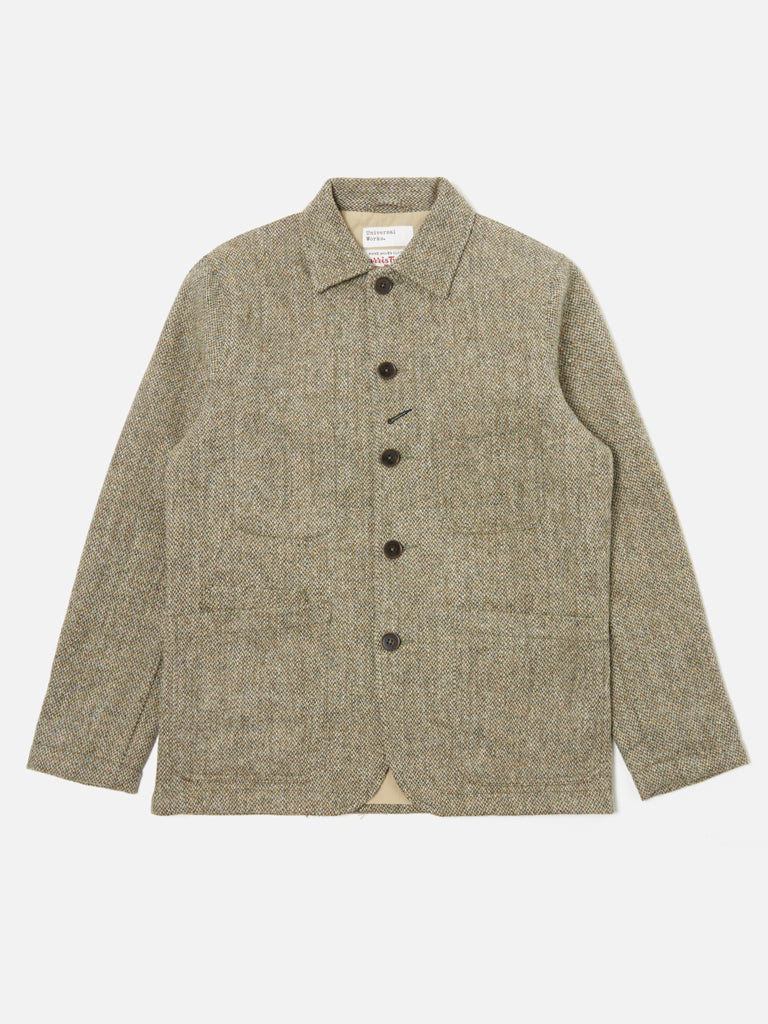 Univesal Works Harris Tweed Bakers Jacket in Olive