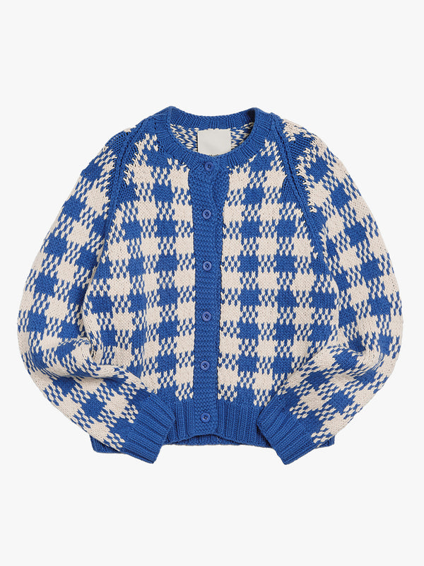 YMC Atomic Cardigan in Blue Ecru