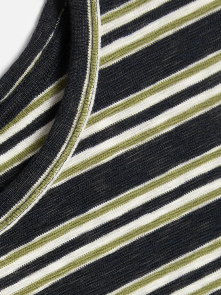 YMC Charlotte SS T-Shirt in Green Stripe