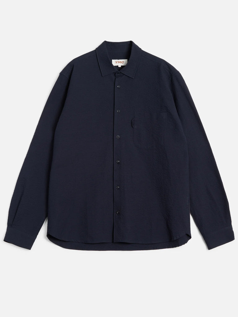 YMC Curtis Grid Shirt in Navy