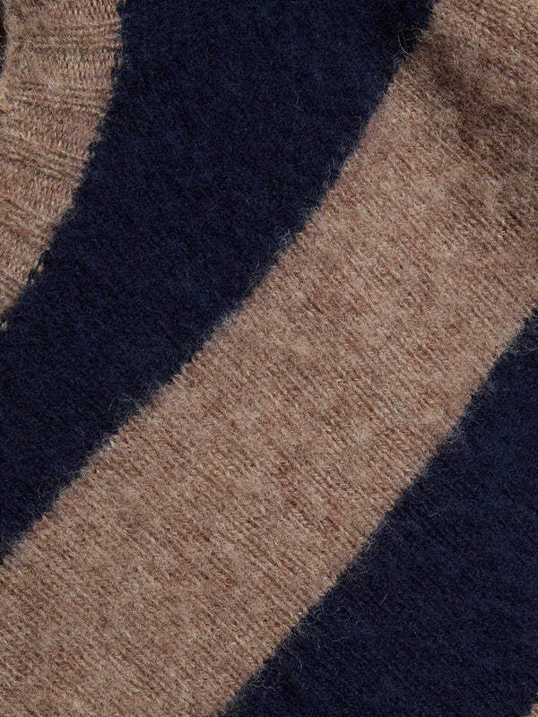 YMC Jets Crew Stripe Knit in Navy Natural