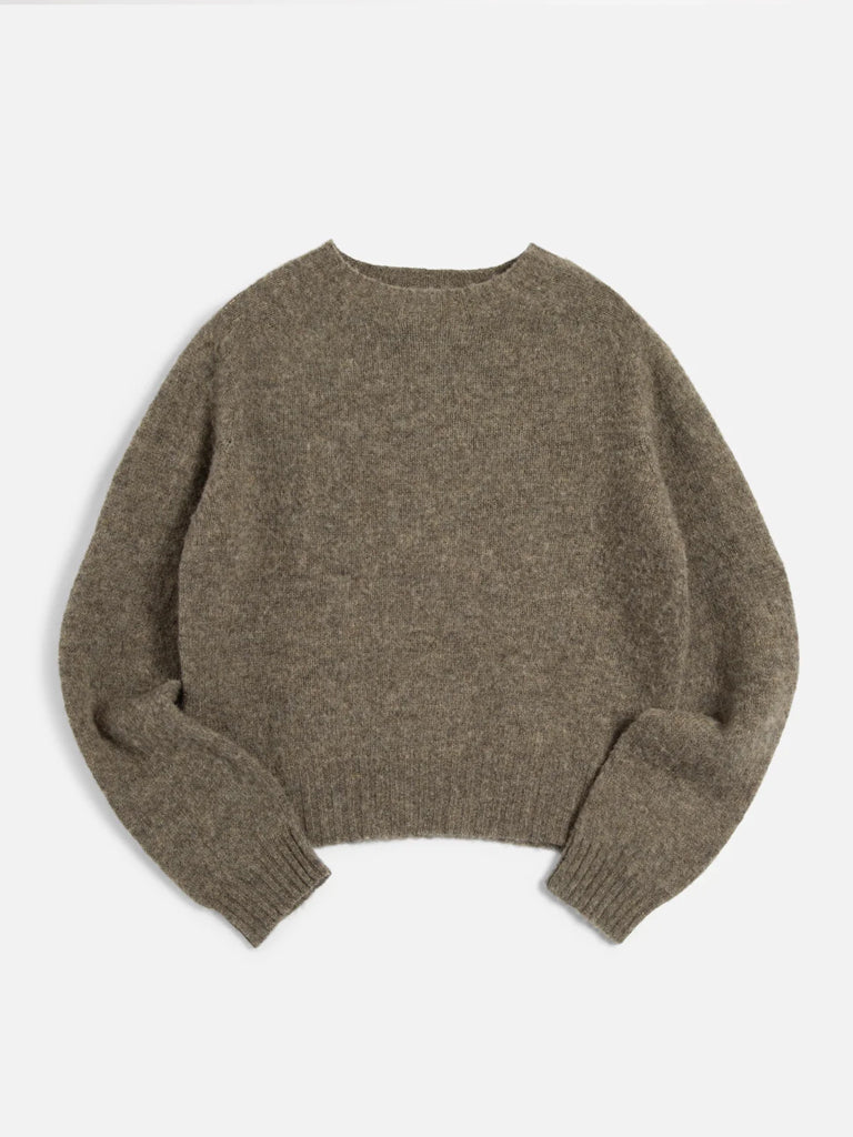 YMC Jets Crew Sweater in Brown
