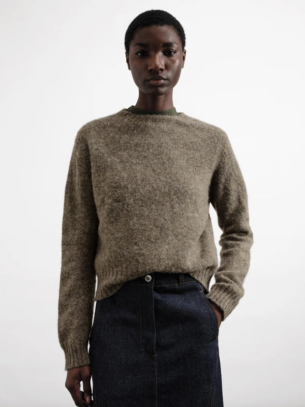 YMC Jets Crew Sweater in Brown