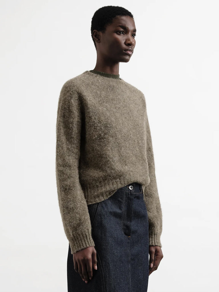YMC Jets Crew Sweater in Brown