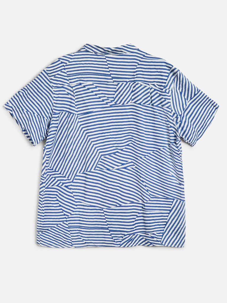 YMC Malick Geo Shirt in Blue White