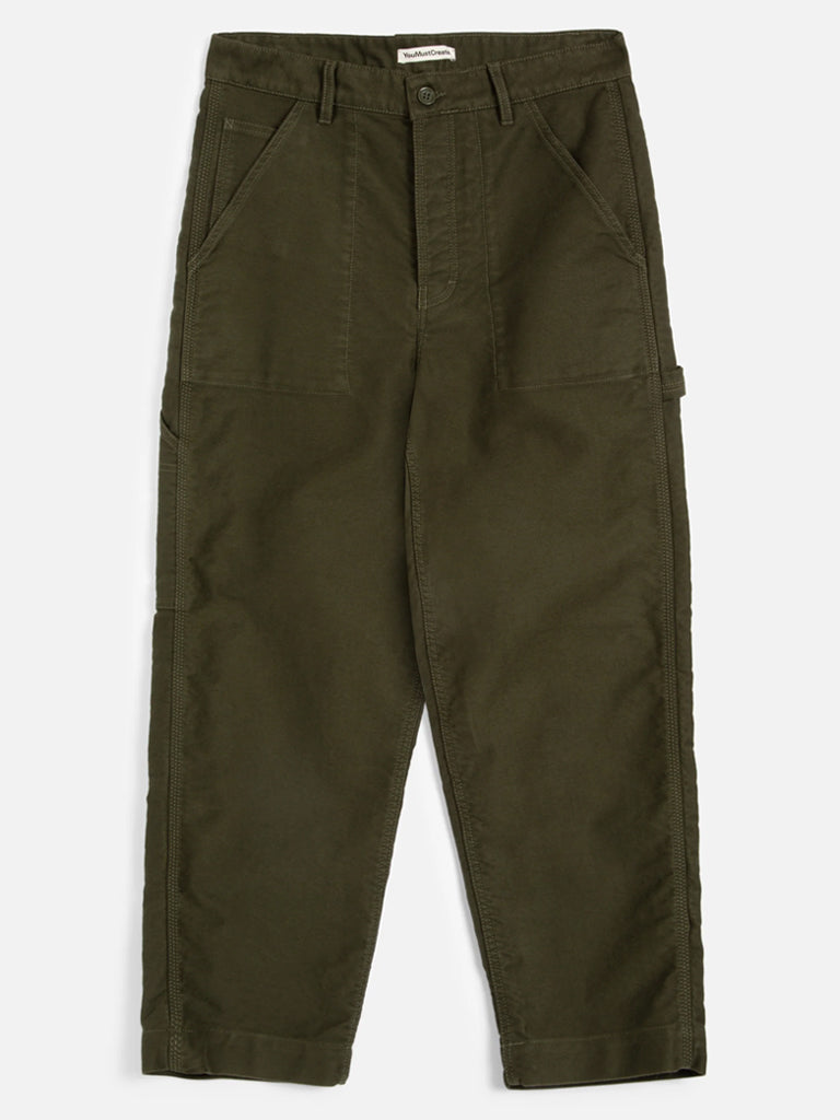 YMC Painter Trouser in Olive Moleskin