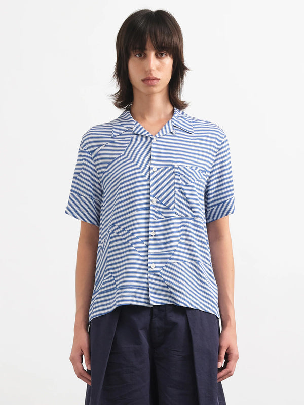 YMC Vegas SS Shirt in Blue White