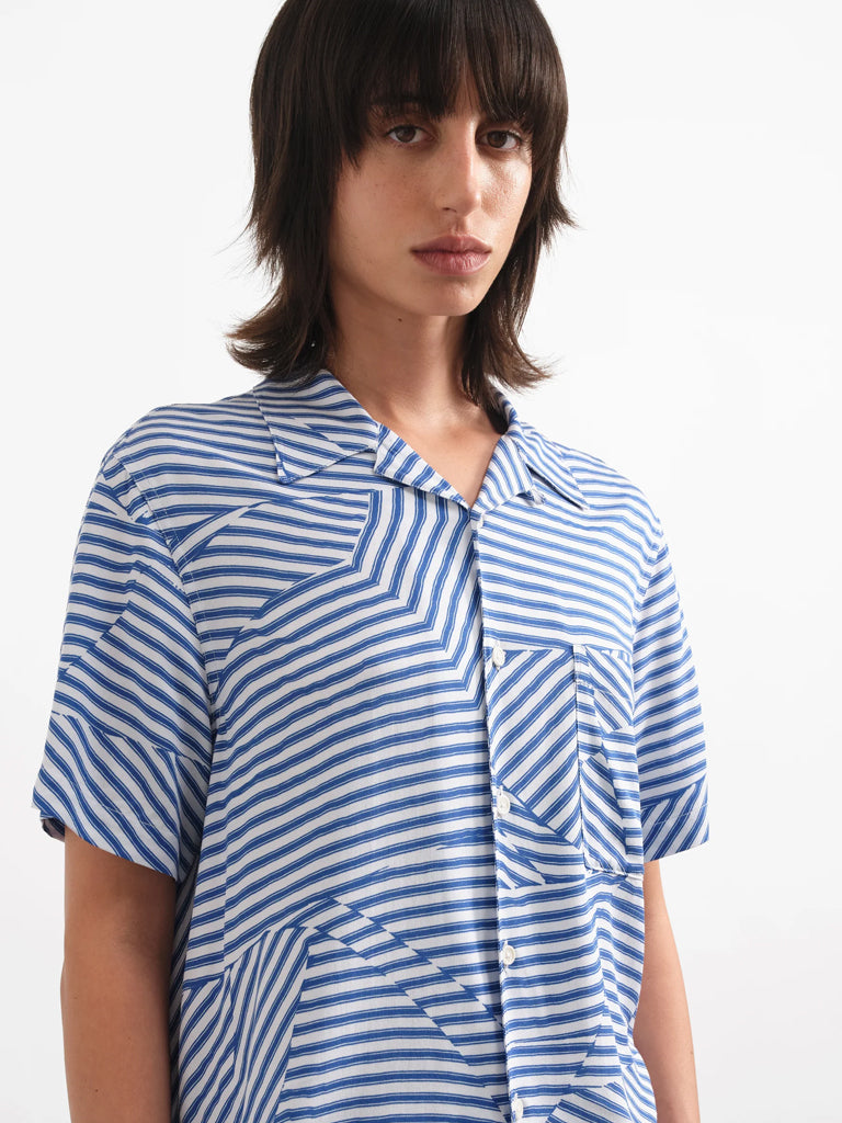 YMC Vegas SS Shirt in Blue White