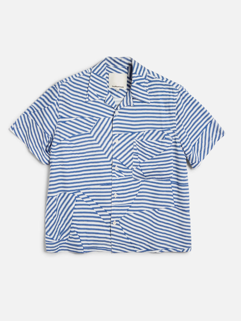 YMC Vegas SS Shirt in Blue White