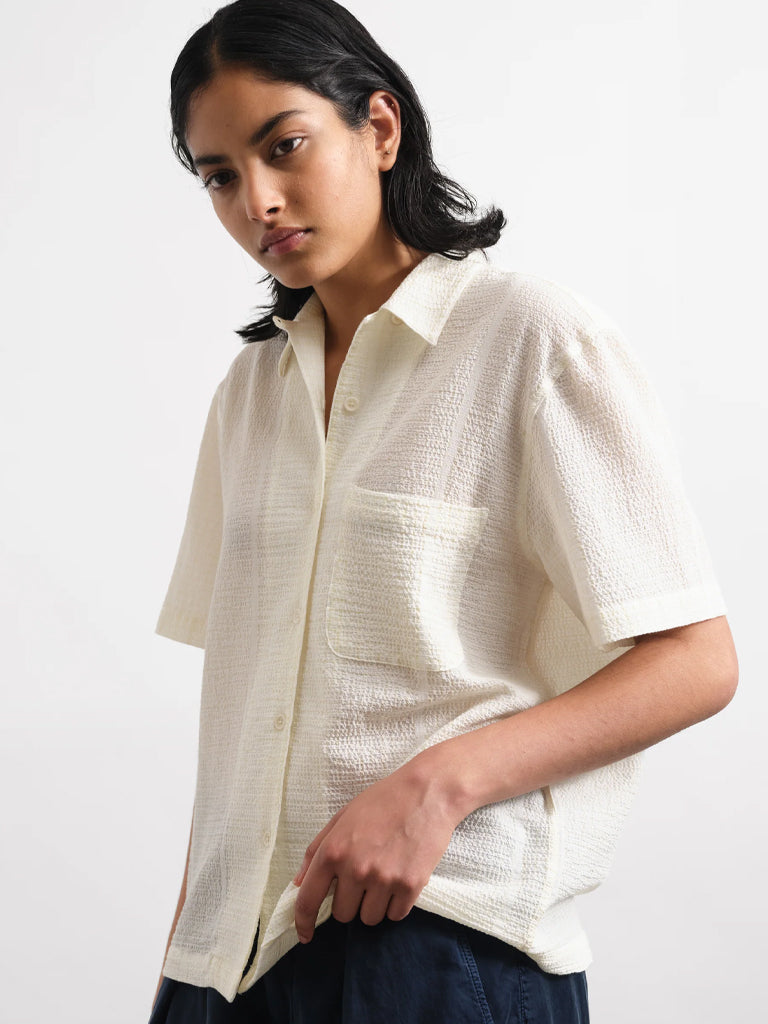 YMC Vegas SS Shirt in White Yellow