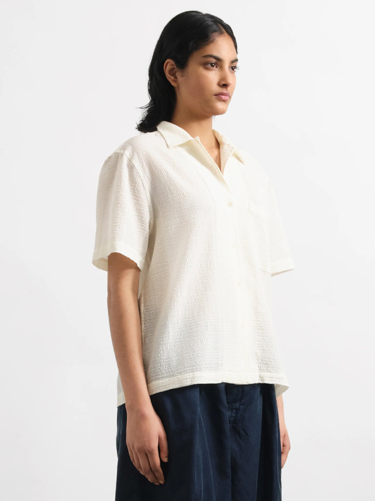 YMC Vegas SS Shirt in White Yellow