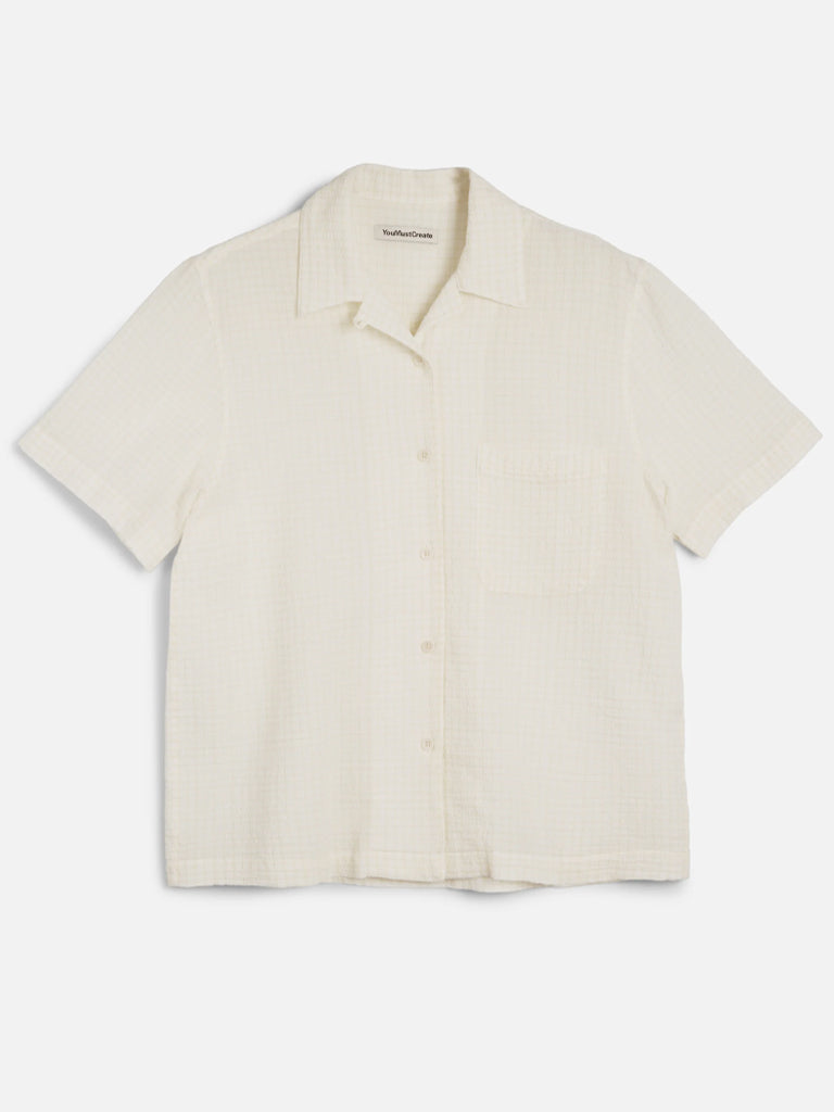 YMC Vegas SS Shirt in White Yellow