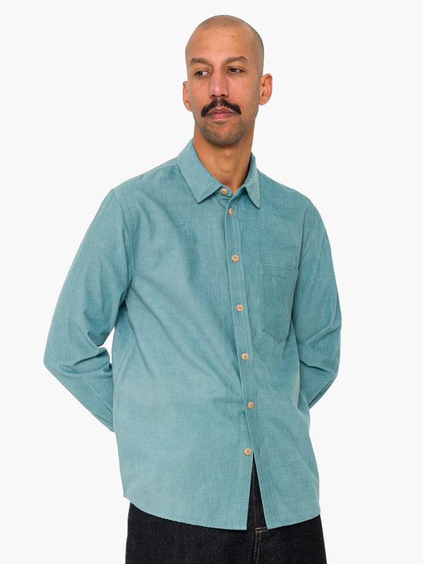 Folk Direction Babycord Shirt in Dusty Green