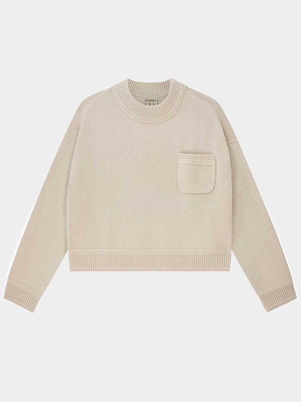 Jumper 1234 Heavy Pocket Turtle Sweater in Limestone