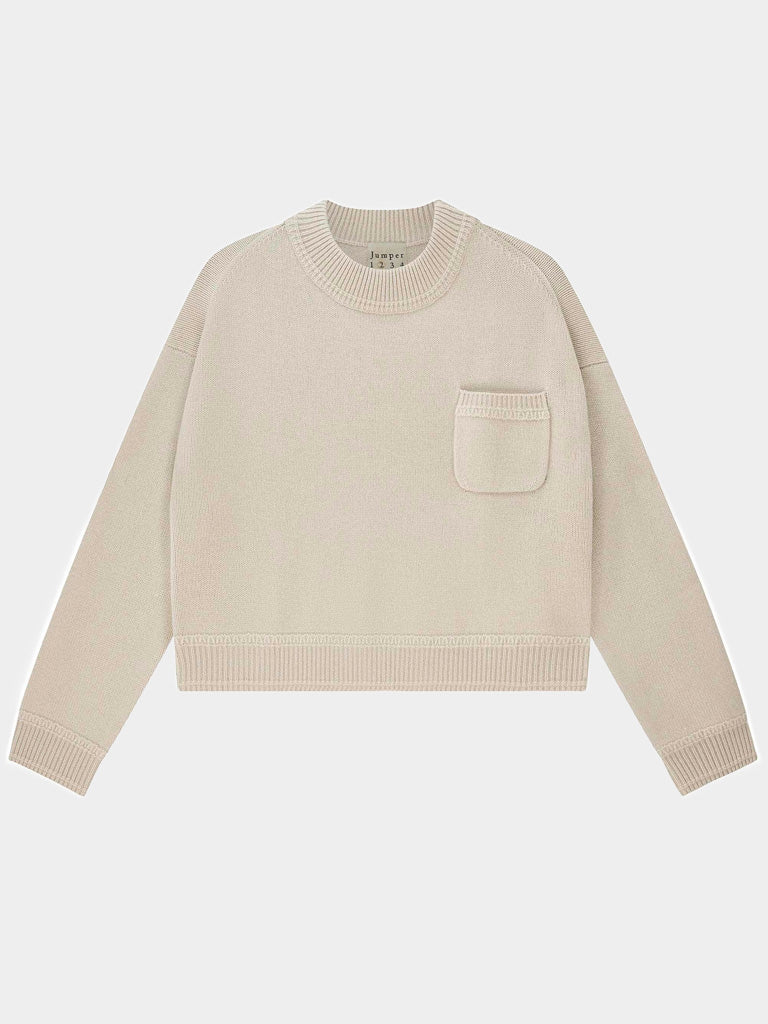 Jumper 1234 Heavy Pocket Turtle Sweater in Limestone