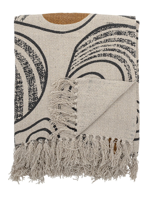 Bloomingville Printed Cotton Throw in Natural