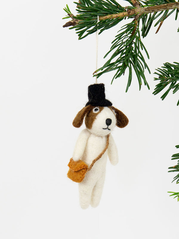 Afro Art Dog with Bag Decoration in White
