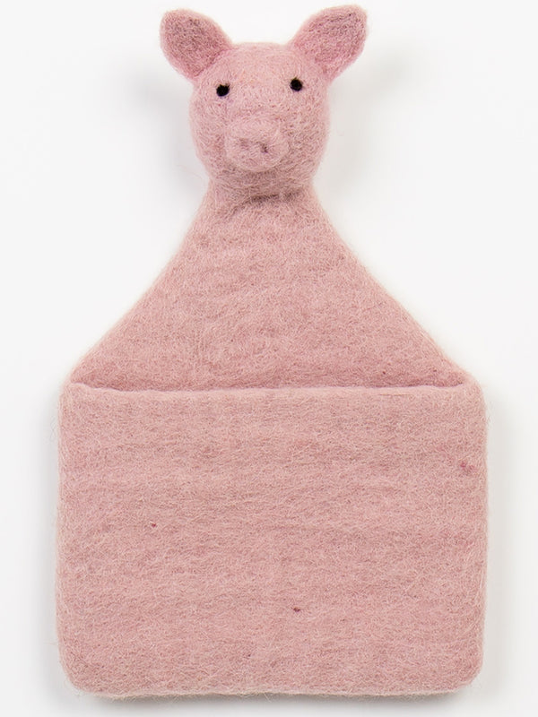 Afro Art Pig Wall Pocket in Pink