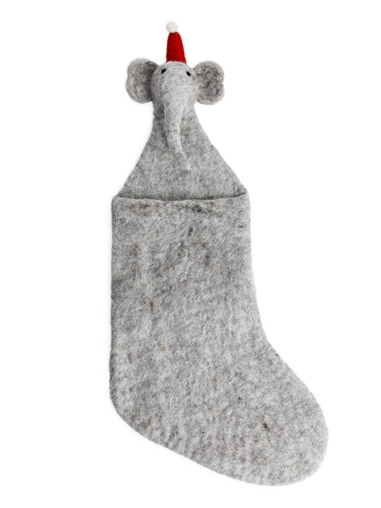 Afro Art Elephant Stocking in Grey