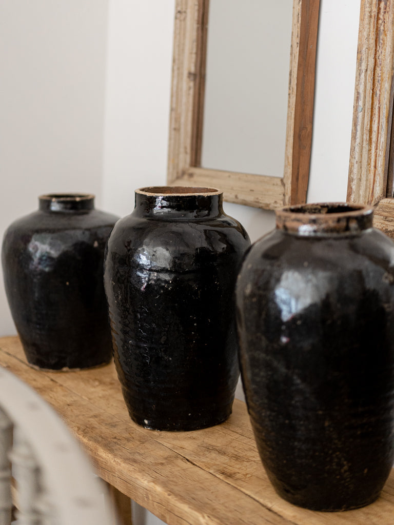 Antique Glazed Jar in Black