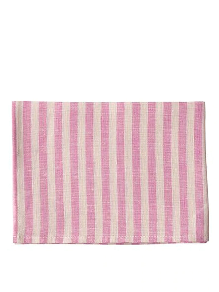 Fog Linen Work Michelle Tea Towel in Pink & Natural