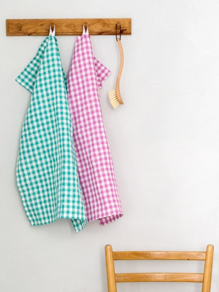 Fog Linen Work Pauline Tea Towel in Pink & Natural