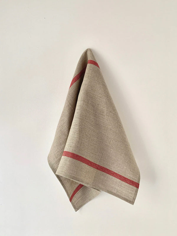 Fog Linen Work Thick Kitchen Cloth in Red & Natural
