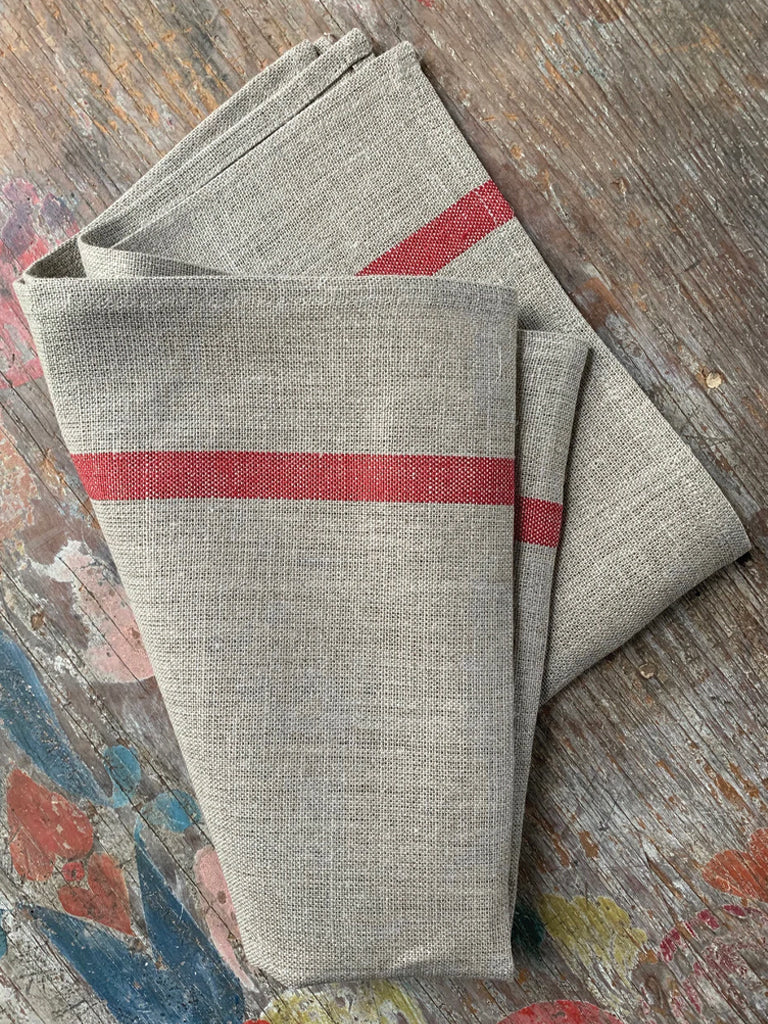 Fog Linen Work Thick Kitchen Cloth in Red & Natural