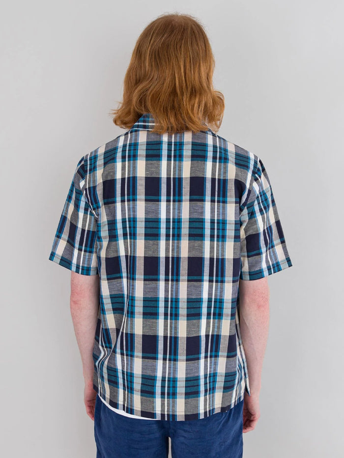 [ADD SEOUL] ★WOOL CHECK CROSS BUTTON SHIRTS Folk Seoul Shirt in Yellow & Cyan Check – Maze