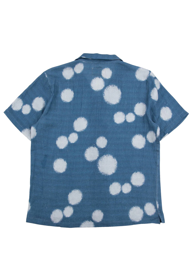 Folk Soft Collar Shirt in Indigo Woad Dot Print