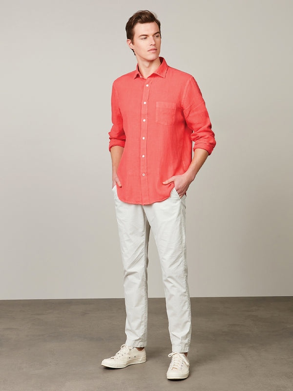 Hartford Paul Linen Shirt in Faded Red